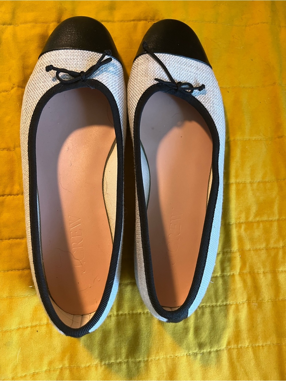 J. Crew Black and White Two-Tone Ballet Flats with Bow